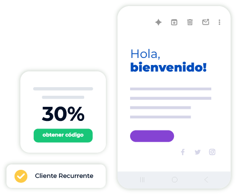 Secuencia de bienvenida, descuento y estado de cliente